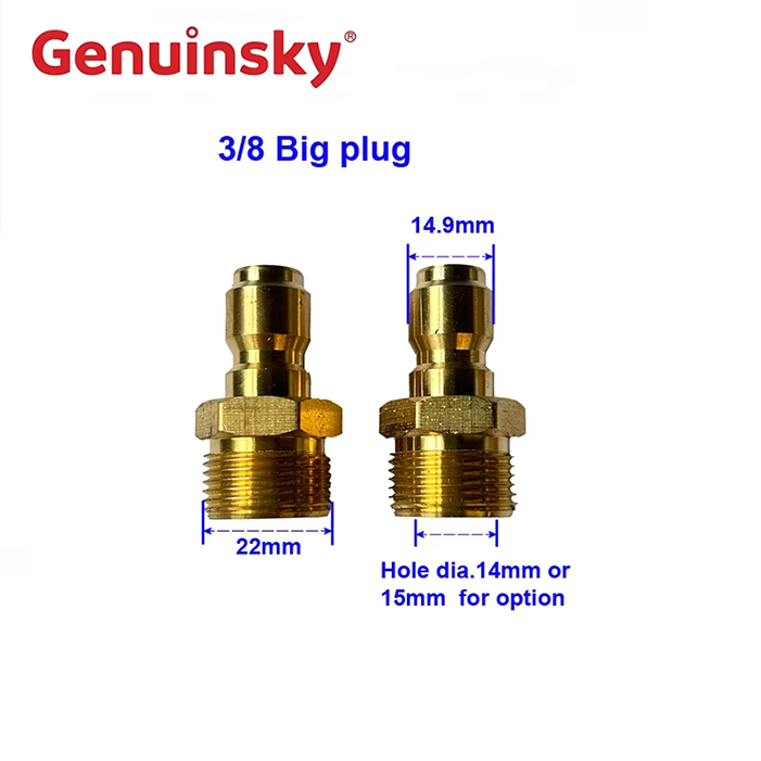 Messing 3/8 tommer hurtig stort stik m22 Messing 3/8 tommer hurtig stort stik m22