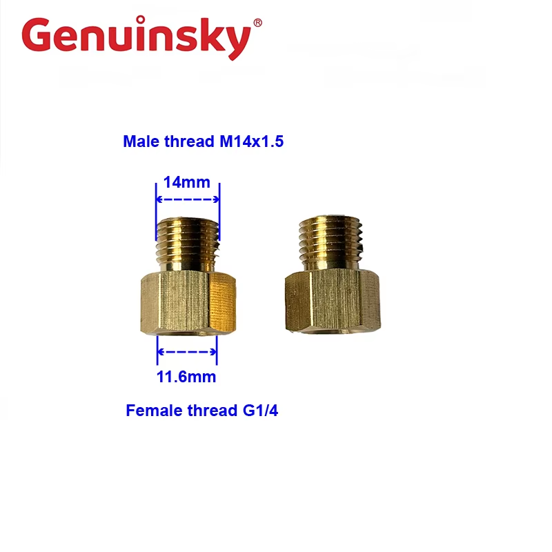 Messing G1/4 Kvinde til M14 mandlig adapter